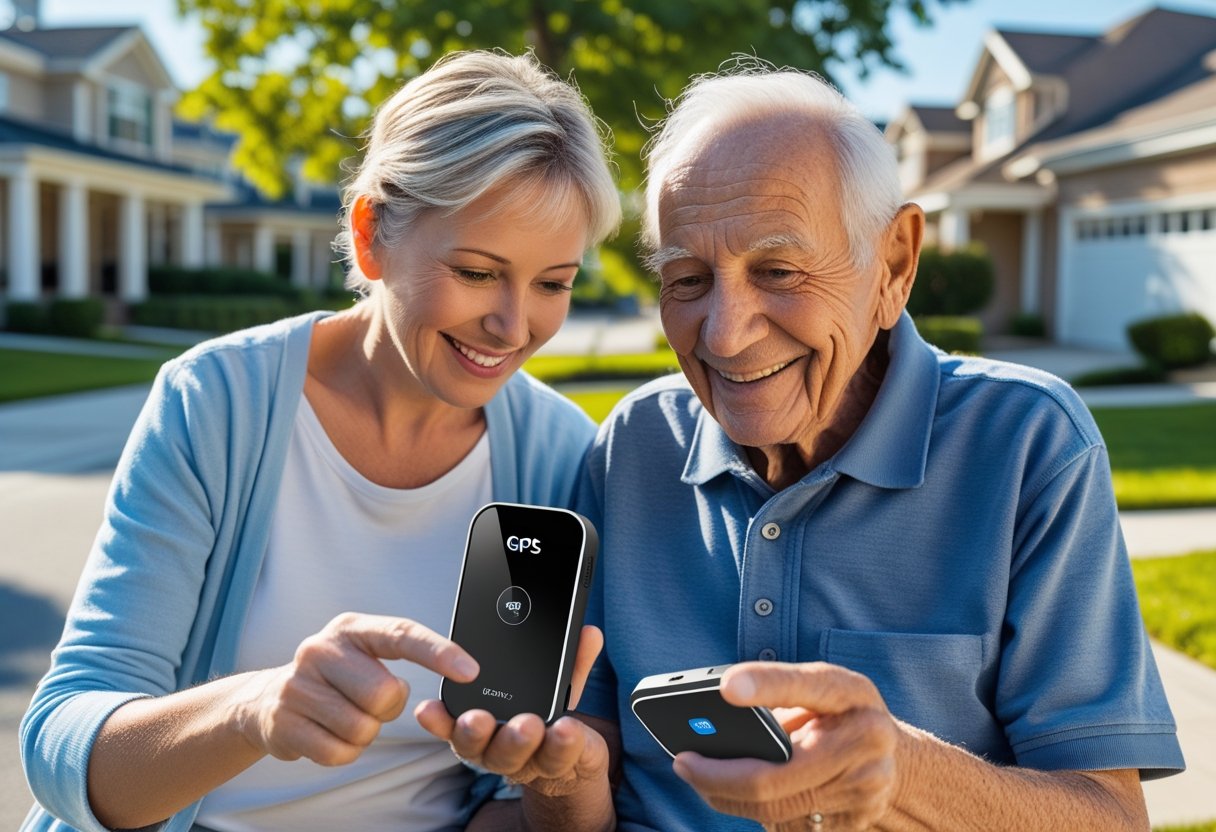 montaż lokalizatora GPS na pasku od spodni starszego pana w pokoju