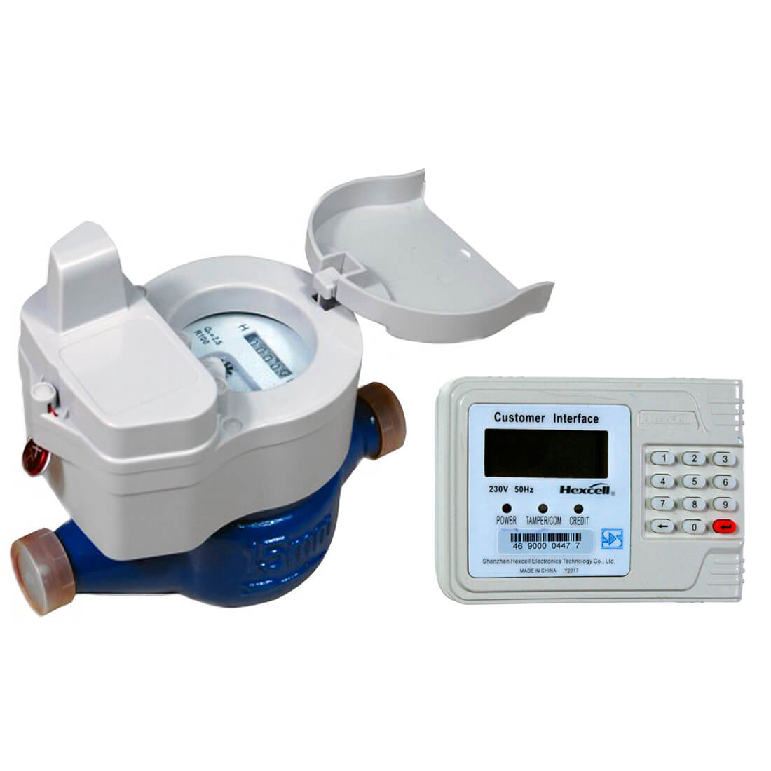 krople wody kapiące z kranu obok ekranu z alertem przecieku