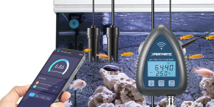 mężczyzna trzymający smartfona z ekranem pokazującym zużycie wody w domu