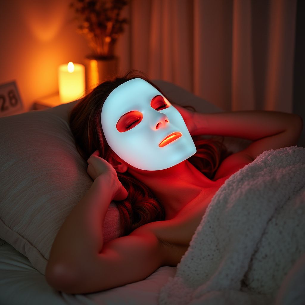 pilot i timer do urządzenia LED kobieta reguluje timer na pilocie do maski LED w ręku