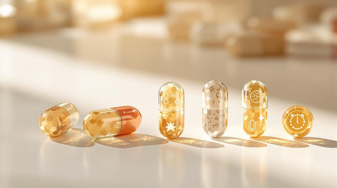 różnorodność form farmaceutycznych blistry z tabletkami w kolorowych opakowaniach